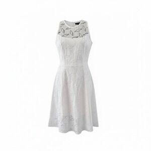 White House Black Market White Geometric Sleeveless Dress Size‎ 6